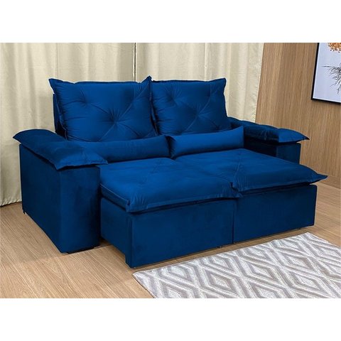 Sofá Retrátil Reclinável 1,80 M Azul 206 Athenas