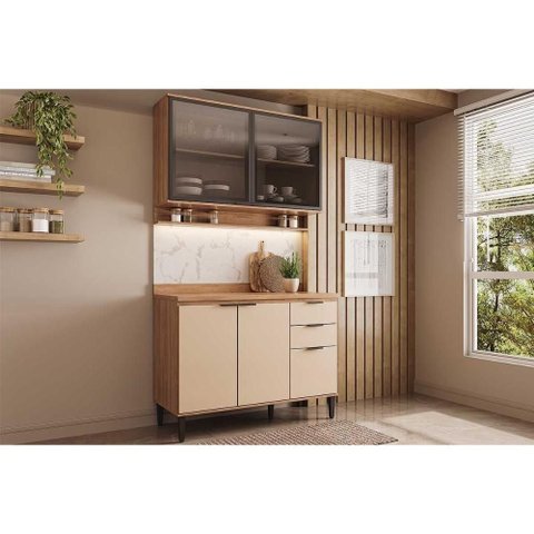 Cozinha Modulada Completa Alpha 2 Peças (1aéreo+1balcão) C2p52 Freijo/off White - Carraro