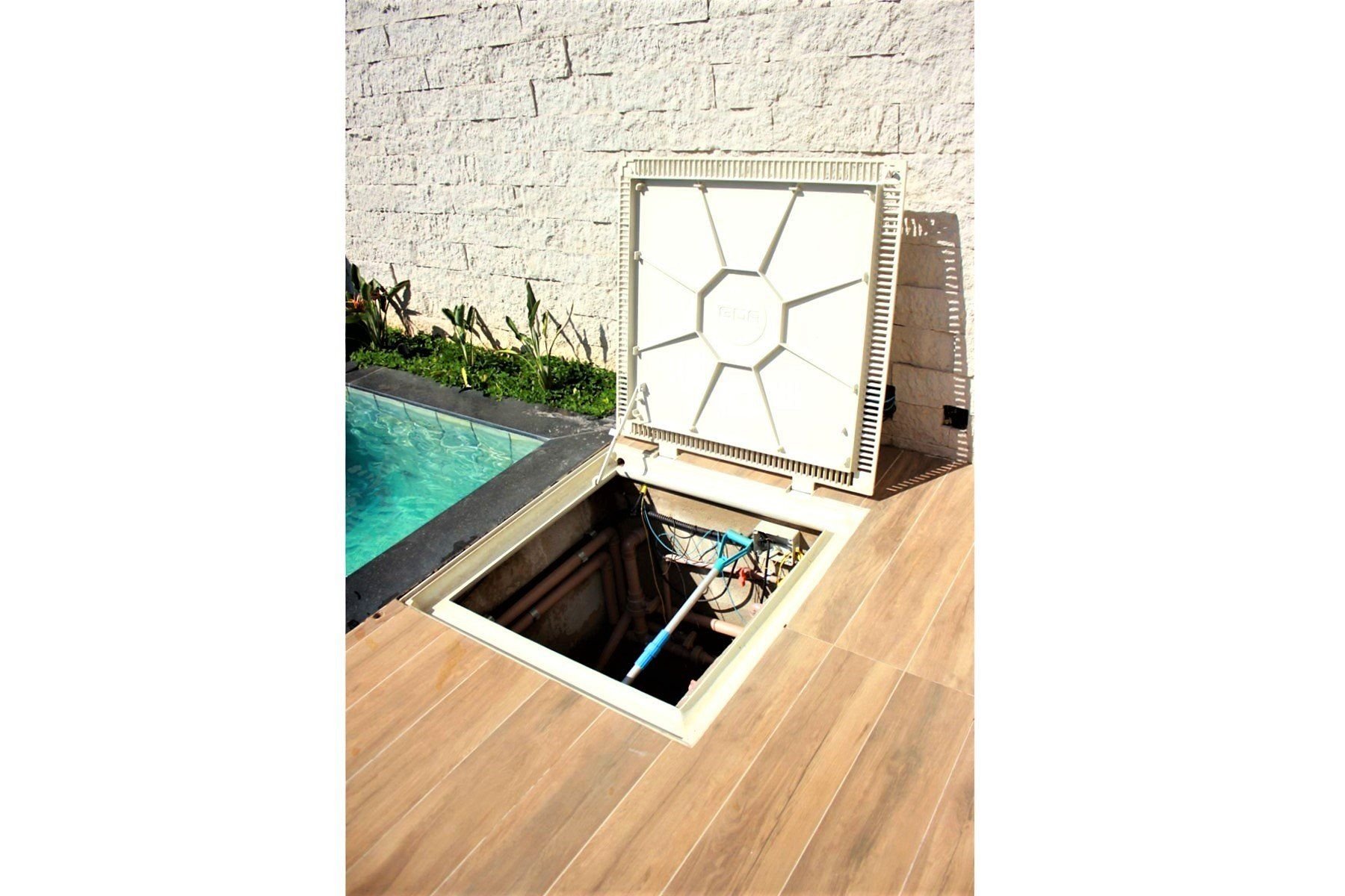 Tampa Casa Máquina Piscina Lisa Articulada Grelha 80x80cm B1 - 8