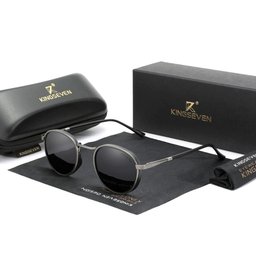 Óculos de Sol Polarizados Unissex Vintage Redondos Proteção Uv400 Cinza - 4
