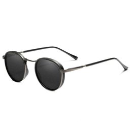 Óculos de Sol Polarizados Unissex Vintage Redondos Proteção Uv400 Cinza - 1