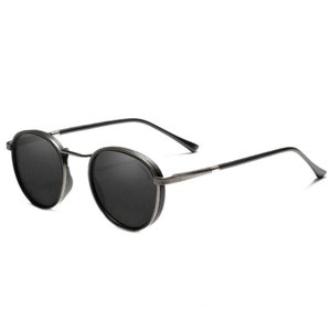 Óculos de Sol Polarizados Unissex Vintage Redondos Proteção Uv400 Cinza