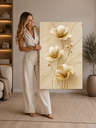 Ver imagem 3 de Quadro Decorativo Flores Douradas Canvas Quarto Sala 90x60