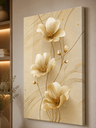 Ver imagem 2 de Quadro Decorativo Flores Douradas Canvas Quarto Sala 90x60
