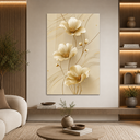 Ver imagem 1 de Quadro Decorativo Flores Douradas Canvas Quarto Sala 90x60