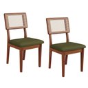 Ver imagem 3 de Conjunto Mesa de Jantar Redonda 4 Cadeiras Estofadas Encosto Tela 100% MDF Pinhão/Verde - Dalla Cost