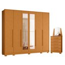 Ver imagem 1 de Guarda Roupa Casal Mercure com Espelho 06 Portas e Cômoda New Veneza 05 Gavetas com Espelho