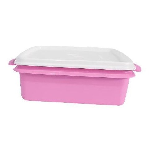 Tupper Pote 800ml Rosa com Tampa Branca Tupperware