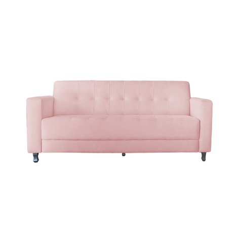 Sofá Jade 3 Lugares Suede Rosa Bebe - Dominic Decor