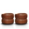 Kit 2 Puff Decorativo Redondo Drum de Couro Caramelo - PR Móveis - 1