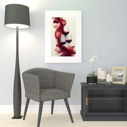 Quadro Vinho Tinto Taças - 60x48cm:moldura Branca - 2