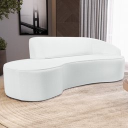 Sofá Living 3 Lugares 210cm Braço Direito Mozart D06 Sintético Branco - Mpozenato - 2 Sofá Living 3 Lugares 210cm Braço Direito Mozart D06 Sintético Branco - Mpozenato - 2