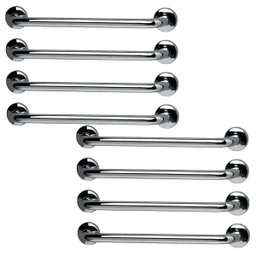 Alça de Apoio Inox Barra 40cm Kit 8 Unidades Idoso Cadeirante Deficiente Acessibilidade Corrimao Seg - 1
