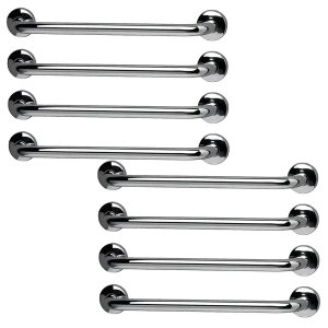 Alça de Apoio Inox Barra 40cm Kit 8 Unidades Idoso Cadeirante Deficiente Acessibilidade Corrimao Seg