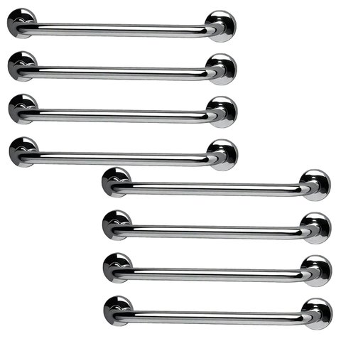 Alça de Apoio Inox Barra 40cm Kit 8 Unidades Idoso Cadeirante Deficiente Acessibilidade Corrimao Seg