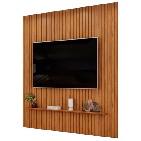 Painel Ripado para Tv 75 Pol Sala Quarto 223x240cm Lexa D05 Freijó - Lyam Decor