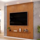 Ver imagem 1 de Painel Ripado para TV 75 pol Sala Quarto 223x240cm Lexa D05 Freijó - Lyam Decor
