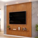 Ver imagem 2 de Painel Ripado para Tv 75 Pol Sala Quarto 223x240cm Lexa D05 Freijó - Lyam Decor