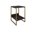 Ver imagem 2 de Mesa de Cabeceira Cama Lateral para Quarto Base Ferro Dourado Tampo Preto