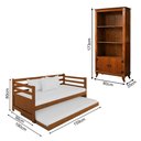 Ver imagem 3 de Conjunto Sofá Cama Enjoy em Madeira Maciça com Estante Livreiro Sofisticada 2 Portas Castanho