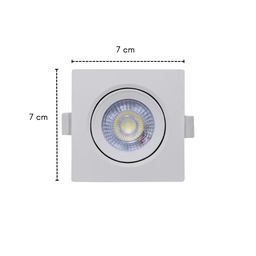 Kit 5 Mini Luminária Led Spot SMD Quadrado De 3w (Branco) De Teto Com Facho Foco De Luz Direcionável - 2
