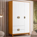 Ver imagem 7 de Berço Multifuncional Cléo com Colchão Gazin com Guarda Roupa Ipê 3 Portas Branco Cinamomo - Móveis a