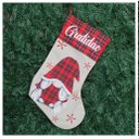 Ver imagem 1 de Decoração Bota Meia Enfeite Natalino Xadrez Temático 47cm