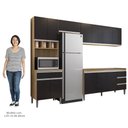 Ver imagem 5 de Cozinha Modulada 4 Peças Balcão sem Tampo 160cm Andréia Amêndoa/preto - Ajl Móveis
