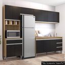 Ver imagem 2 de Cozinha Modulada 4 Peças Balcão sem Tampo 160cm Andréia Amêndoa/preto - Ajl Móveis