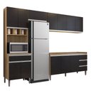 Ver imagem 1 de Cozinha Modulada 4 Peças Balcão sem Tampo 160cm Andréia Amêndoa/preto - Ajl Móveis