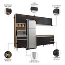 Ver imagem 3 de Cozinha Modulada 4 Peças Balcão sem Tampo 160cm Andréia Amêndoa/preto - Ajl Móveis