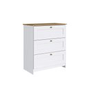 Ver imagem 2 de Cômoda para Quarto 3 Gavetas Americano Branco/Gelo/Ipê