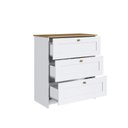 Ver imagem 4 de Cômoda para Quarto 3 Gavetas Americano Branco/Gelo/Ipê
