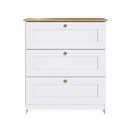 Ver imagem 7 de Cômoda para Quarto 3 Gavetas Americano Branco/Gelo/Ipê