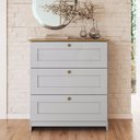 Ver imagem 1 de Cômoda para Quarto 3 Gavetas Americano Branco/Gelo/Ipê