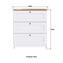 Ver imagem 3 de Cômoda para Quarto 3 Gavetas Americano Branco/Gelo/Ipê