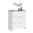 Ver imagem 6 de Cômoda para Quarto 3 Gavetas Americano Branco/Gelo/Ipê