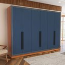 Ver imagem 1 de Guarda-roupa Casal Valência 6 Portas 4 Gavetas Freijó/azul - Politorno