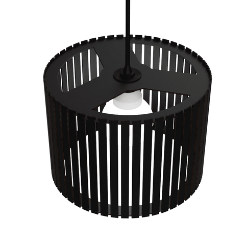 Luminária Pendente Berlim Modelo Ripado -:Preta