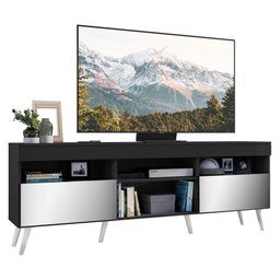 Rack TV 65" Retrô com Espelho 2 Portas Paris Multimóveis V3332 Preto/Branco - 1