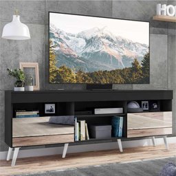 Rack TV 65" Retrô com Espelho 2 Portas Paris Multimóveis V3332 Preto/Branco - 2