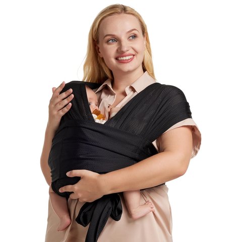 Momcozy Sling Air-mesh Ajustável Preto para Bebês de 3,6 a 15,8kg