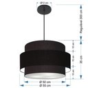 Ver imagem 2 de Lustre para Sala de Jantar Vivare Md-4395 Cúpula em Tecido 55cm Preto 127/220v
