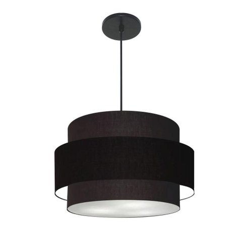 Lustre para Sala de Jantar Vivare Md-4395 Cúpula em Tecido 55cm Preto 127/220v