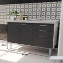 Ver imagem 5 de Gabinete Cozinha 114cm Armário 3 Gavetas 2 Portas Multiuso: Grafite