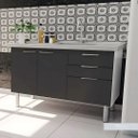 Ver imagem 1 de Gabinete Cozinha 114cm Armário 3 Gavetas 2 Portas Multiuso: Grafite