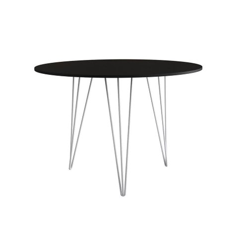 Mesa De Jantar Redonda 90Cm Preta Clips 3 Pés Ferro Branco Cor: Preto