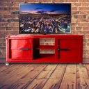 Ver imagem 3 de Rack para Tv Queens Estilo Industrial Em Ferro Vermelho 160cm