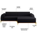 Ver imagem 3 de Sofá 255cm 4 Lugares com Chaise Direito Pés Gold Molino D-465 Linho Chumbo - Domi