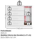 Ver imagem 3 de Comoda 4 Gavetas 1 Porta Novage 115 cm Branco Absoluto Zanz